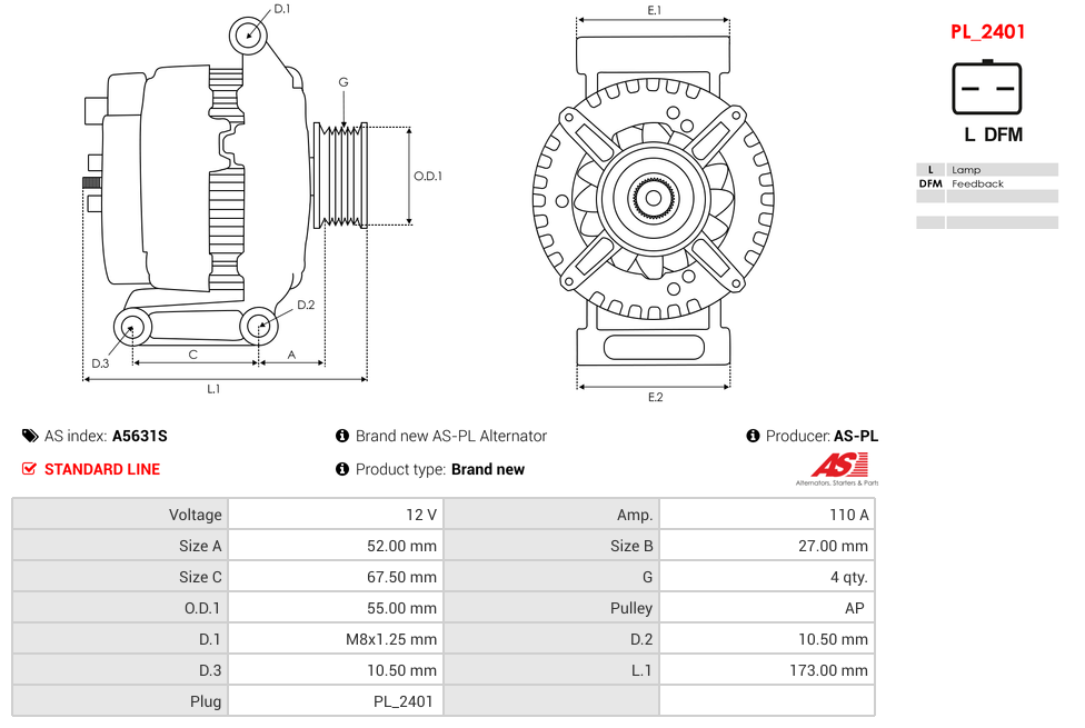 Brand new AS-PL Alternator