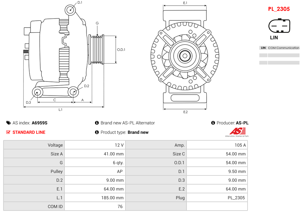 Brand new AS-PL Alternator