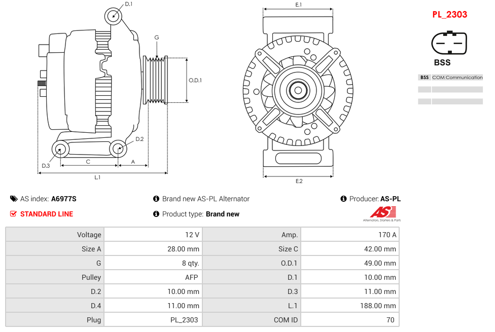 Brand new AS-PL Alternator