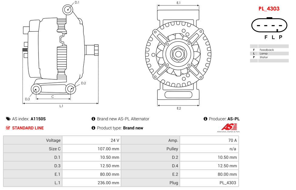 Brand new AS-PL Alternator